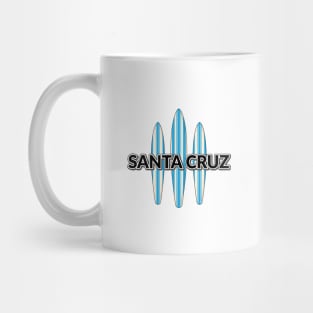 Santa Cruz Logo Pack Sticker California with Three Surf Boards Blue Lite Mug